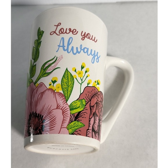 Floral Coffee Mug Love You Always Decorative Tea Cup Novelty‎ Gift - Picture 3 of 5